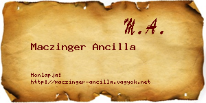 Maczinger Ancilla névjegykártya